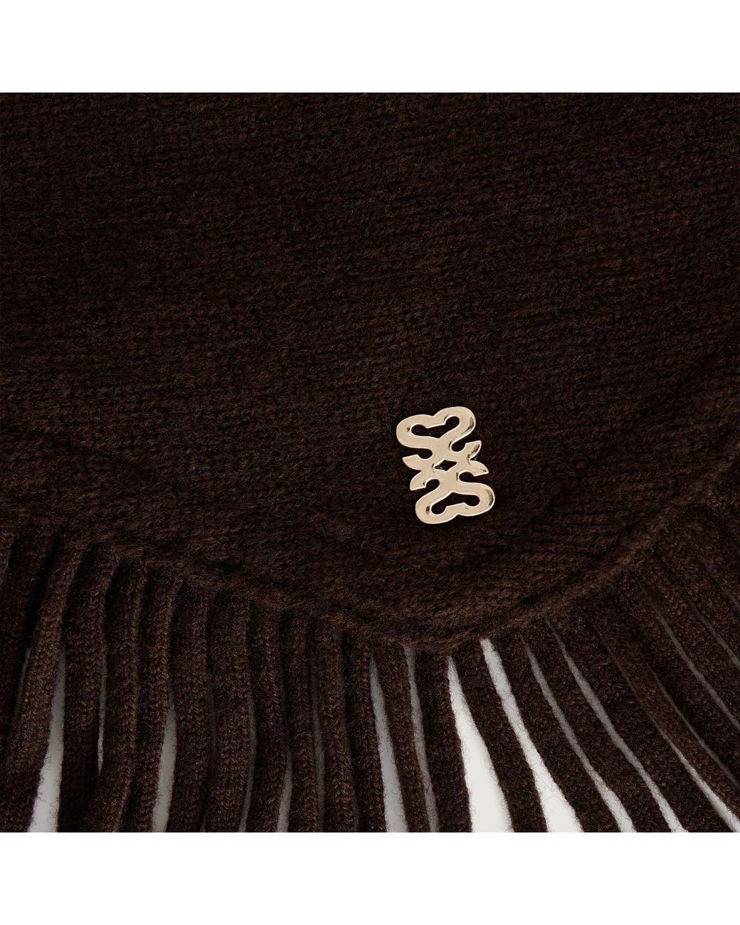 Sandro Black Fringed Wool Triangle Scarf