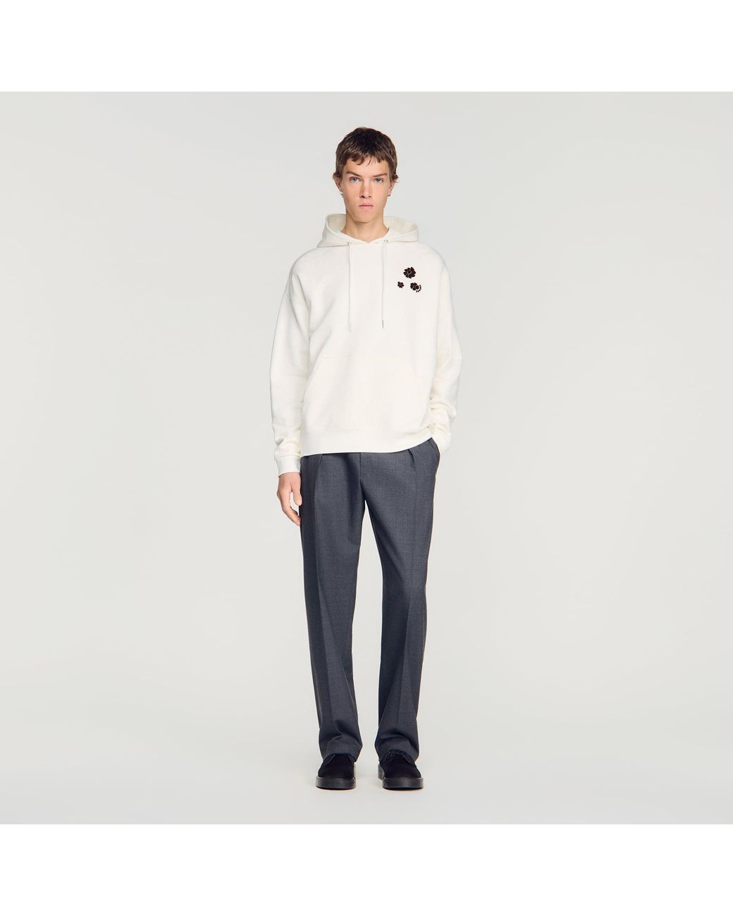 Sandro White Oversized Floral Print Sweatshirt for men