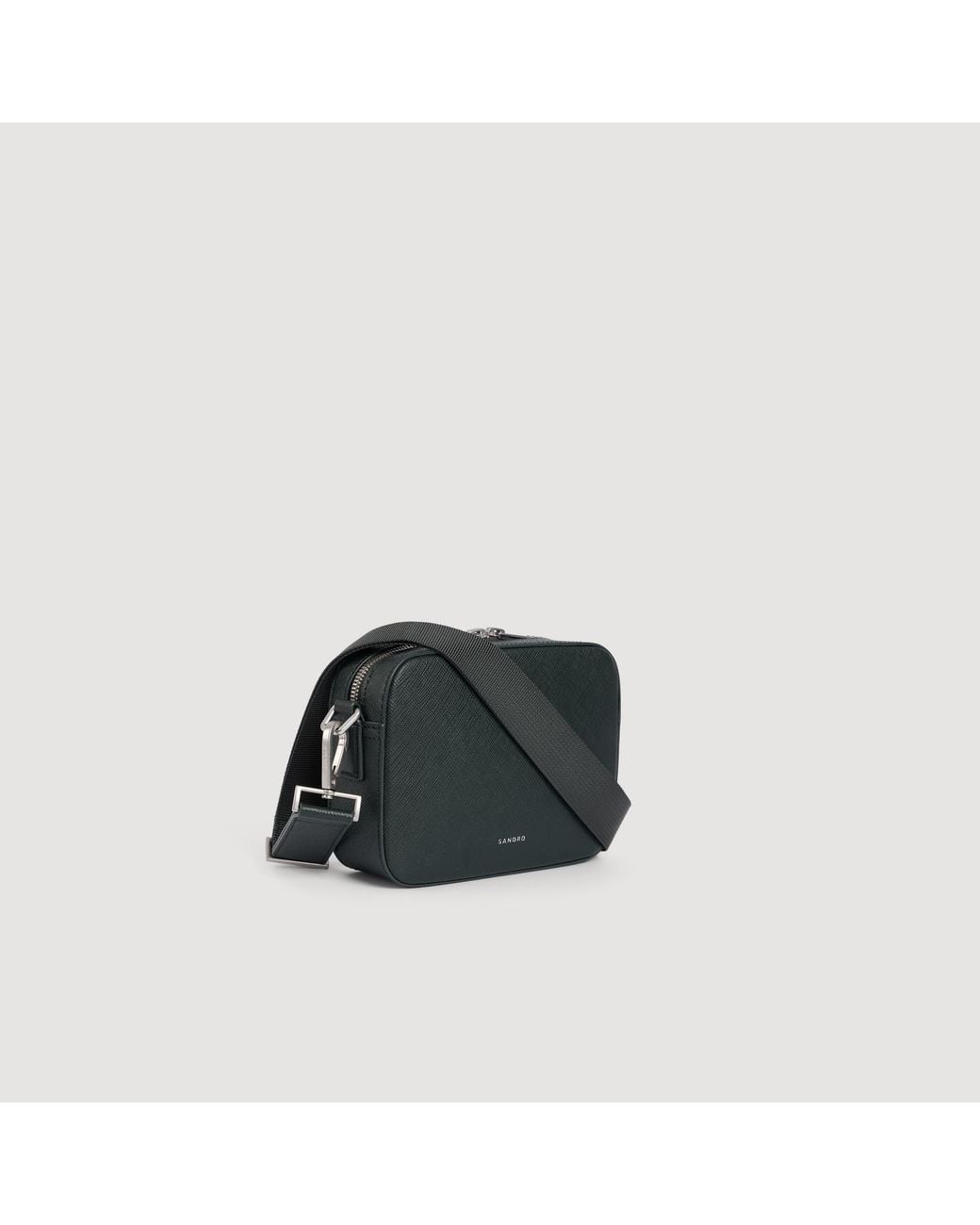 Sandro Black Small Reconstituted Leather Logo Bag for men