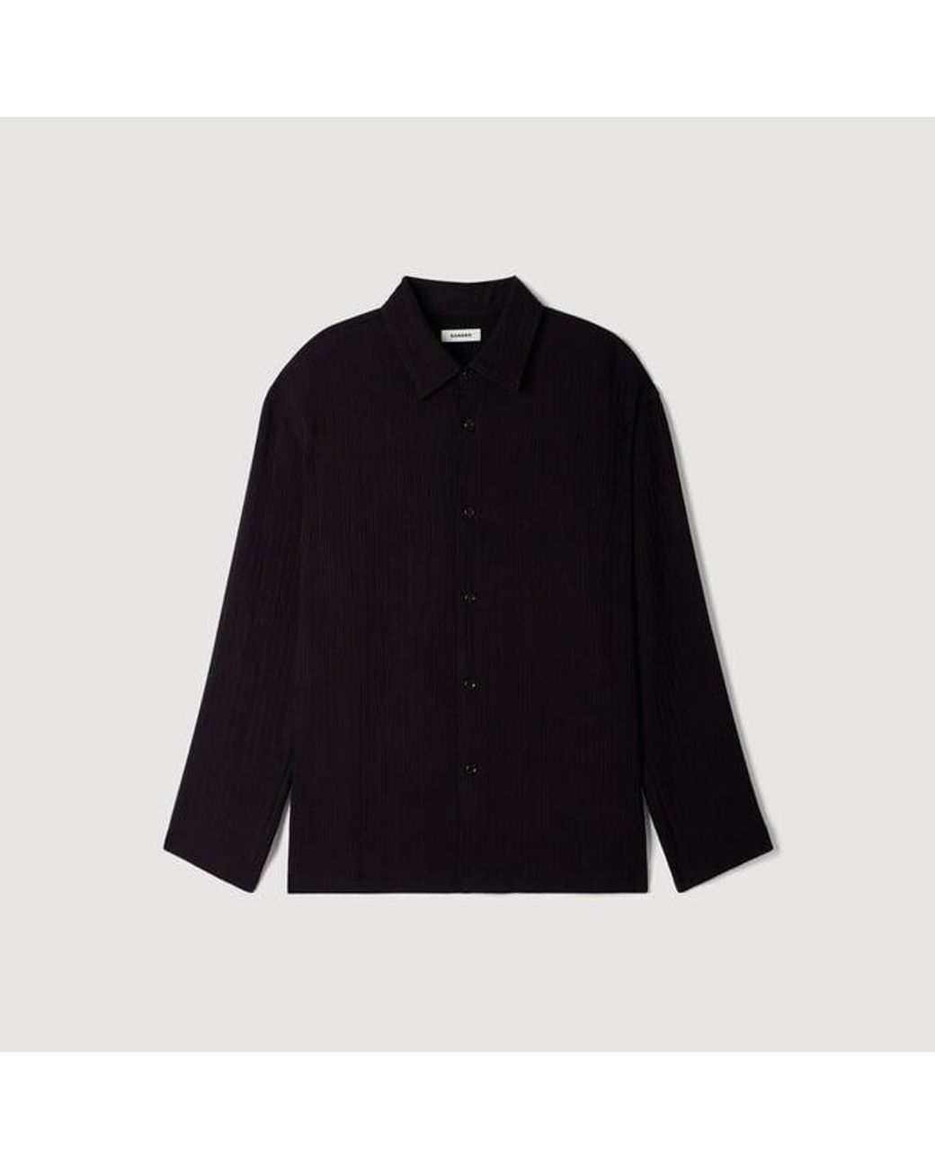 Sandro Blue Crinkled Loose-Fit Shirt for men