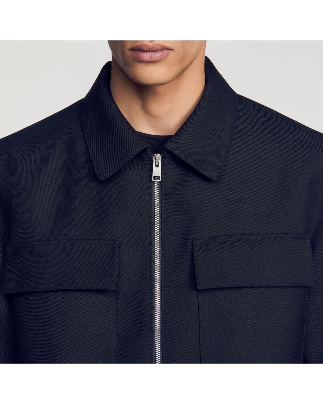 Sandro Blue Patch Pocket Jacket for men