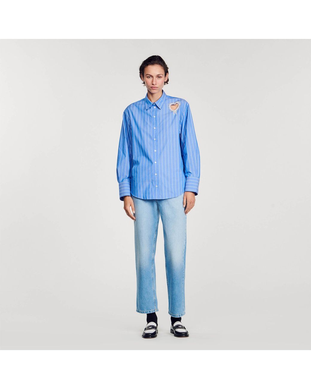 Haut Sandro Taille S Bleu - Coupe Asymétrique (plus Court Devant) - Occasion Très Bon état