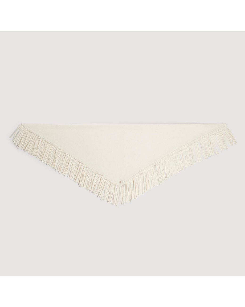 Sandro White Fringed Wool Triangle Scarf