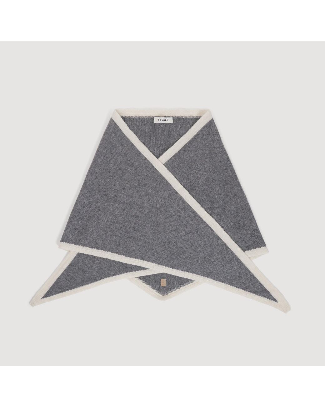 Sandro Gray Two-Tone Wool Triangle Scarf
