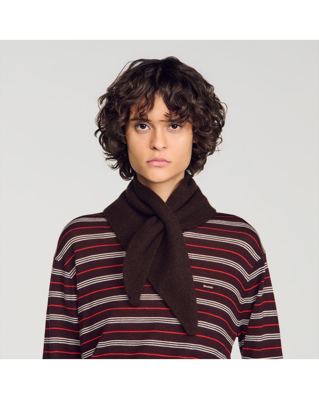 Sandro Black Wool Pull Through Scarf
