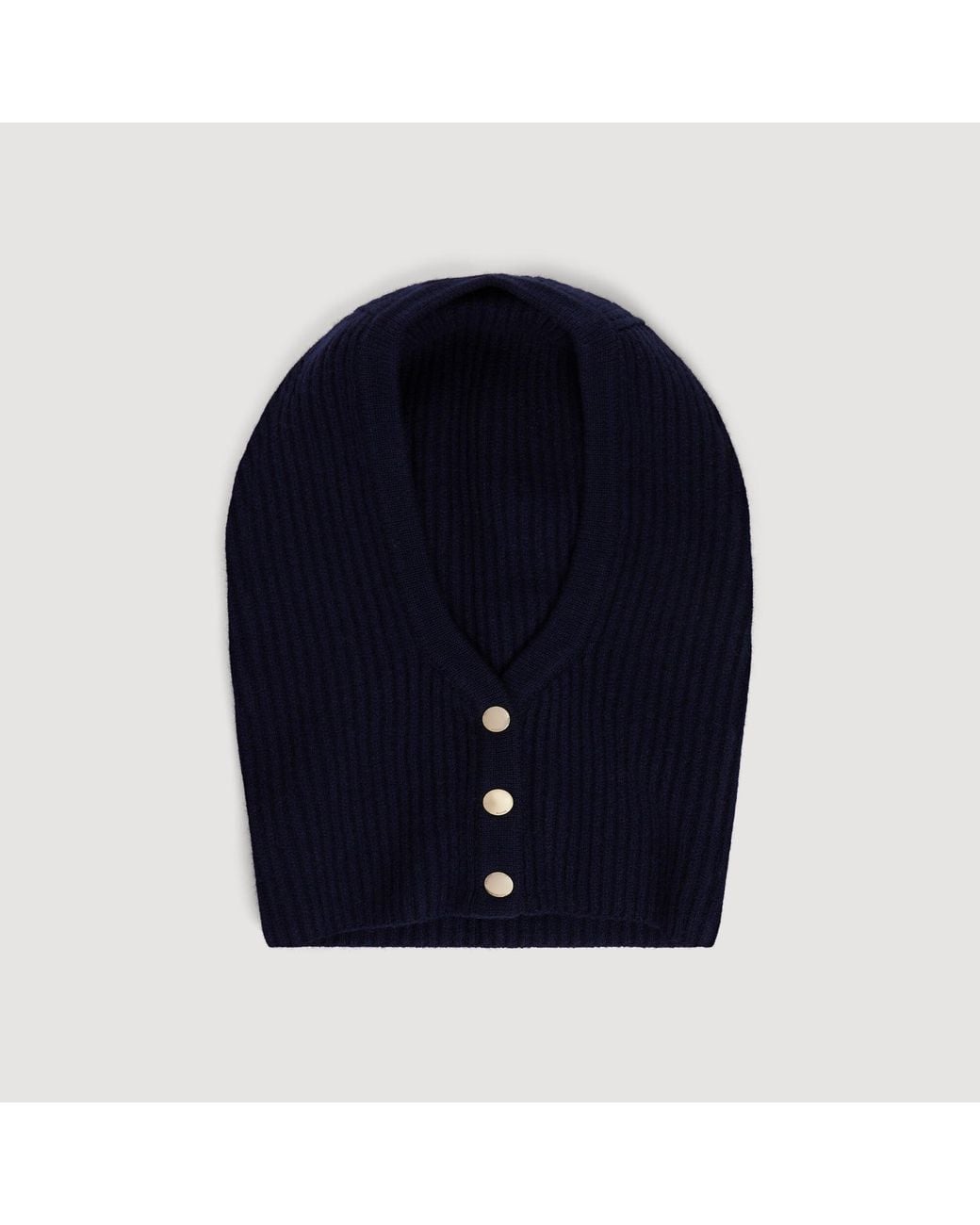 Sandro Blue Ribbed Wool Balaclava