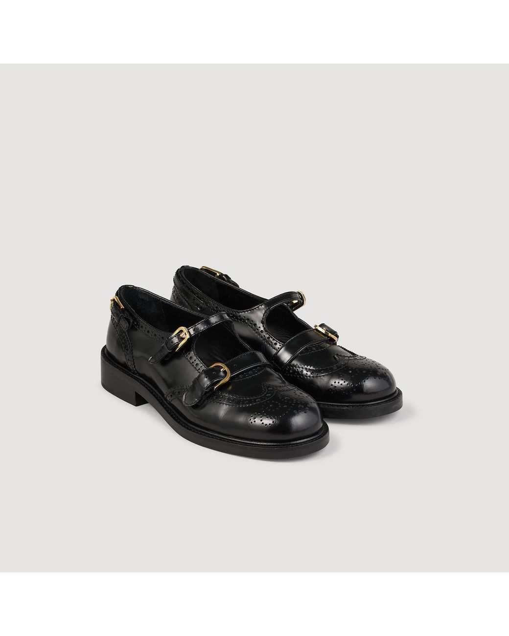 Sandro Black Multi-Buckle Open Derbies