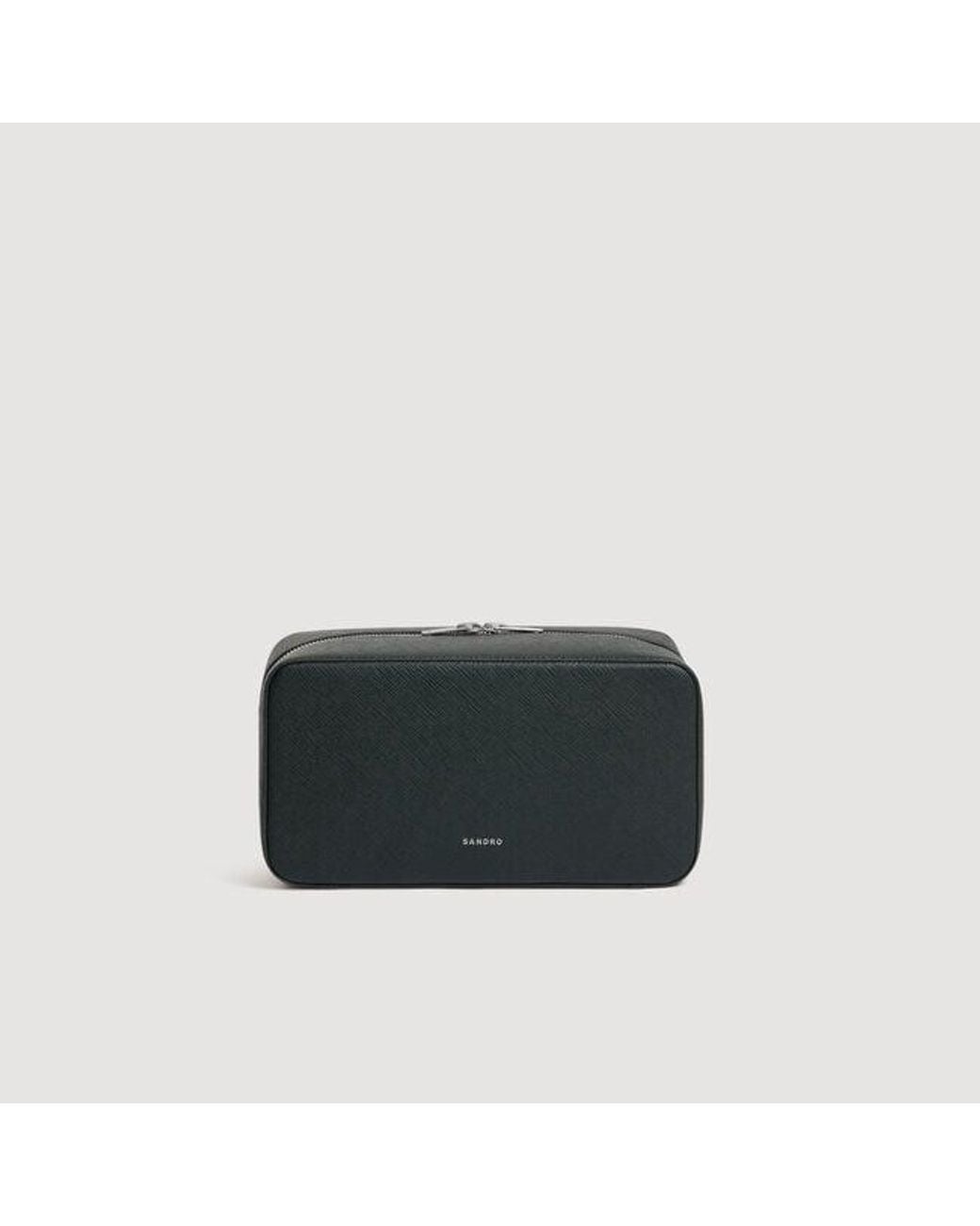 Sandro Black Reconstituted Leather Toilet Bag for men