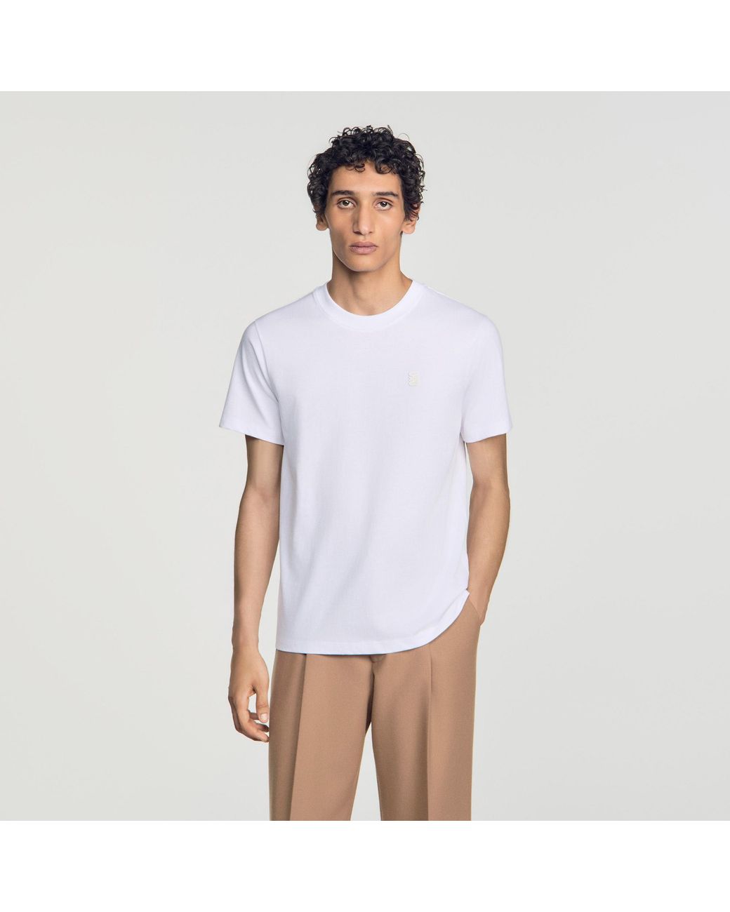 Sandro White Cotton Logo T-Shirt for men