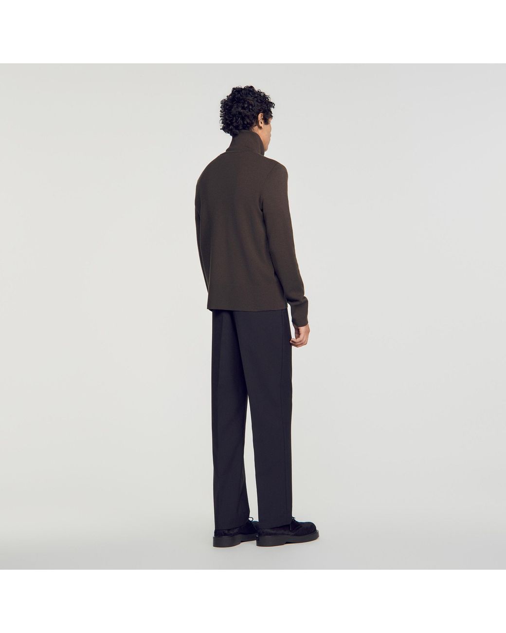 Sandro Blue Zip-Up Wool Cardigan for men