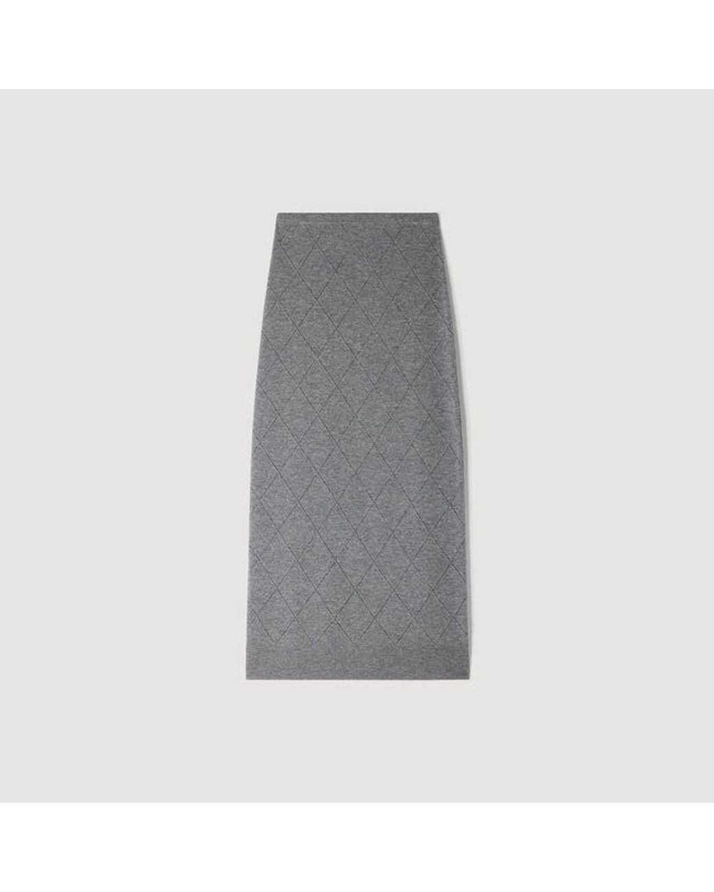 Sandro Gray Pointelle Knit Maxi Skirt