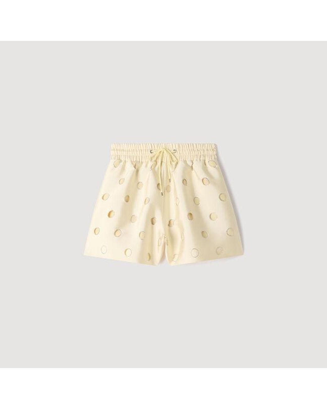 Sandro Natural Distressed Rhinestone Shorts