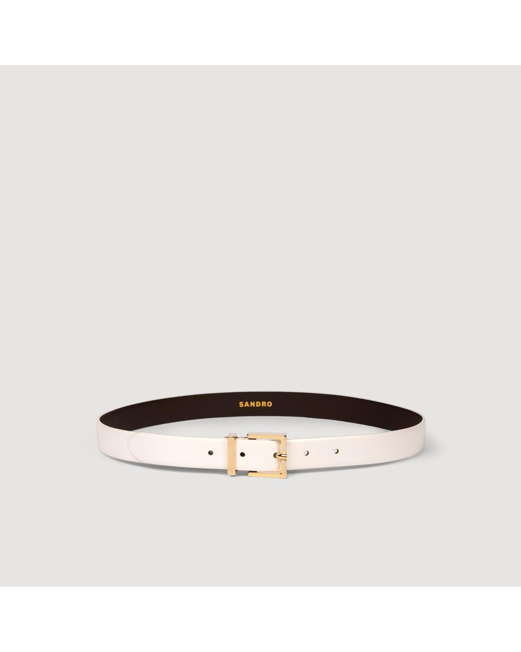 Sandro White Smooth Leather Belt Metal Buckle