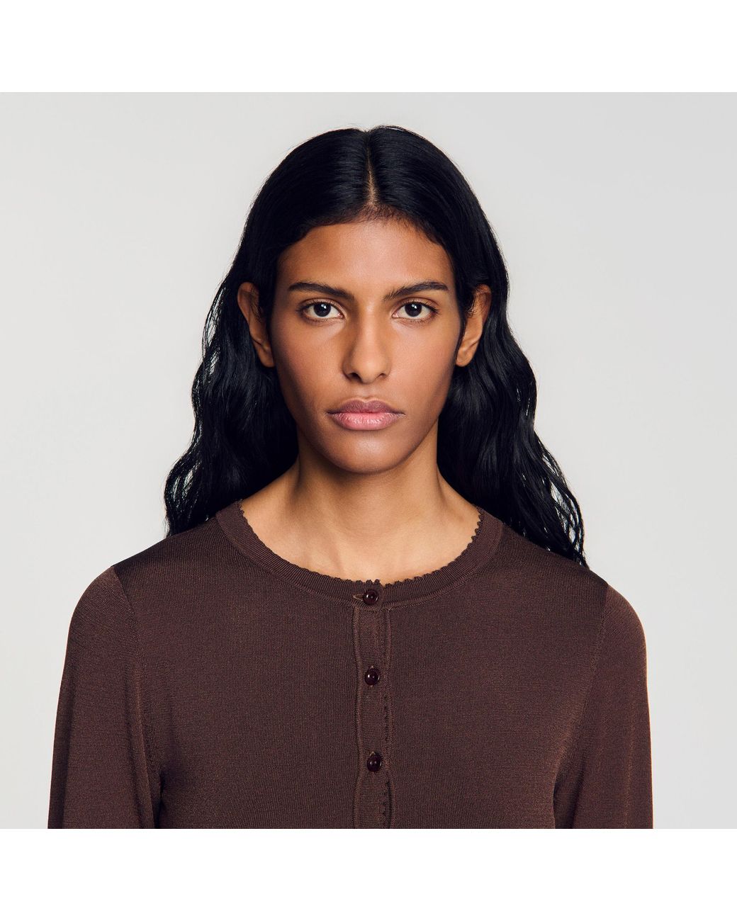 Sandro Red Fine Knit Cardigan
