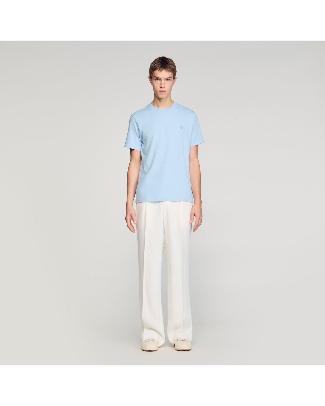Sandro White T-Shirt With Double S Patch for men