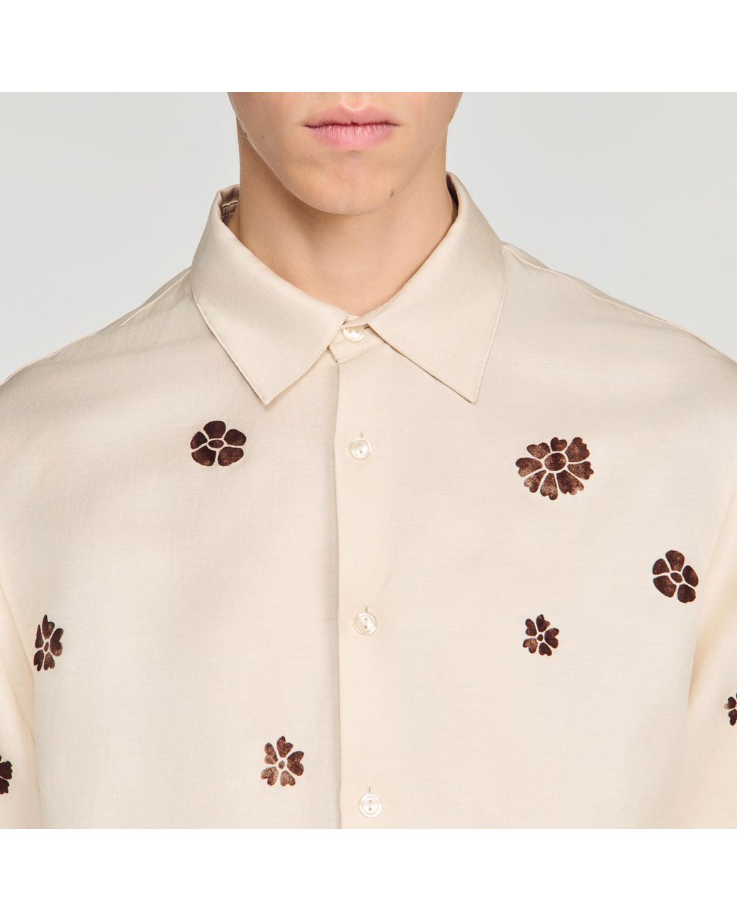 Sandro Blue Loose-Fit Floral Shirt for men