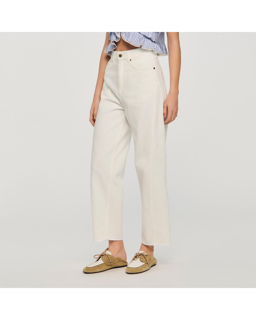 Sandro White Barrel Jeans
