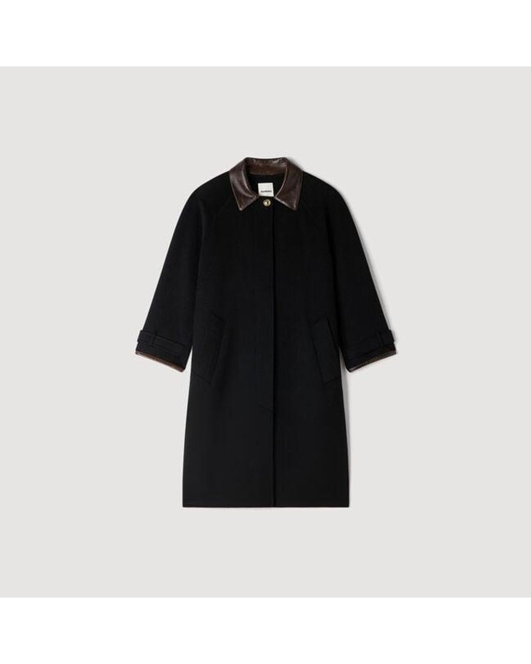 Sandro Blue Long Double-Faced Wool Coat