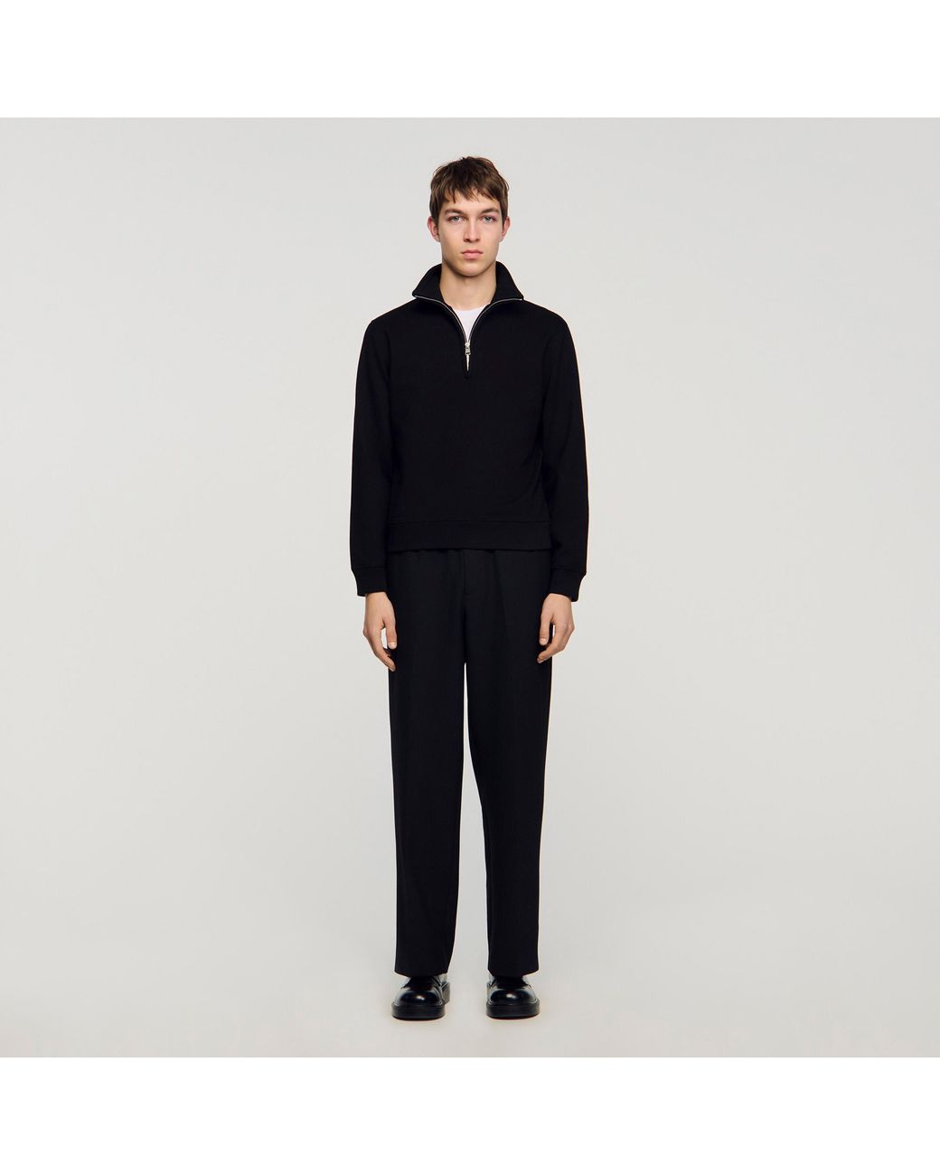 Sandro Black Cotton Sweatshirt for men