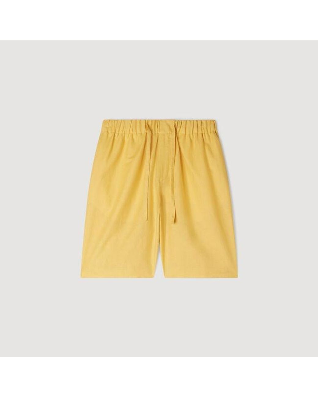 Sandro Yellow Elastic Waist Linen Shorts for men