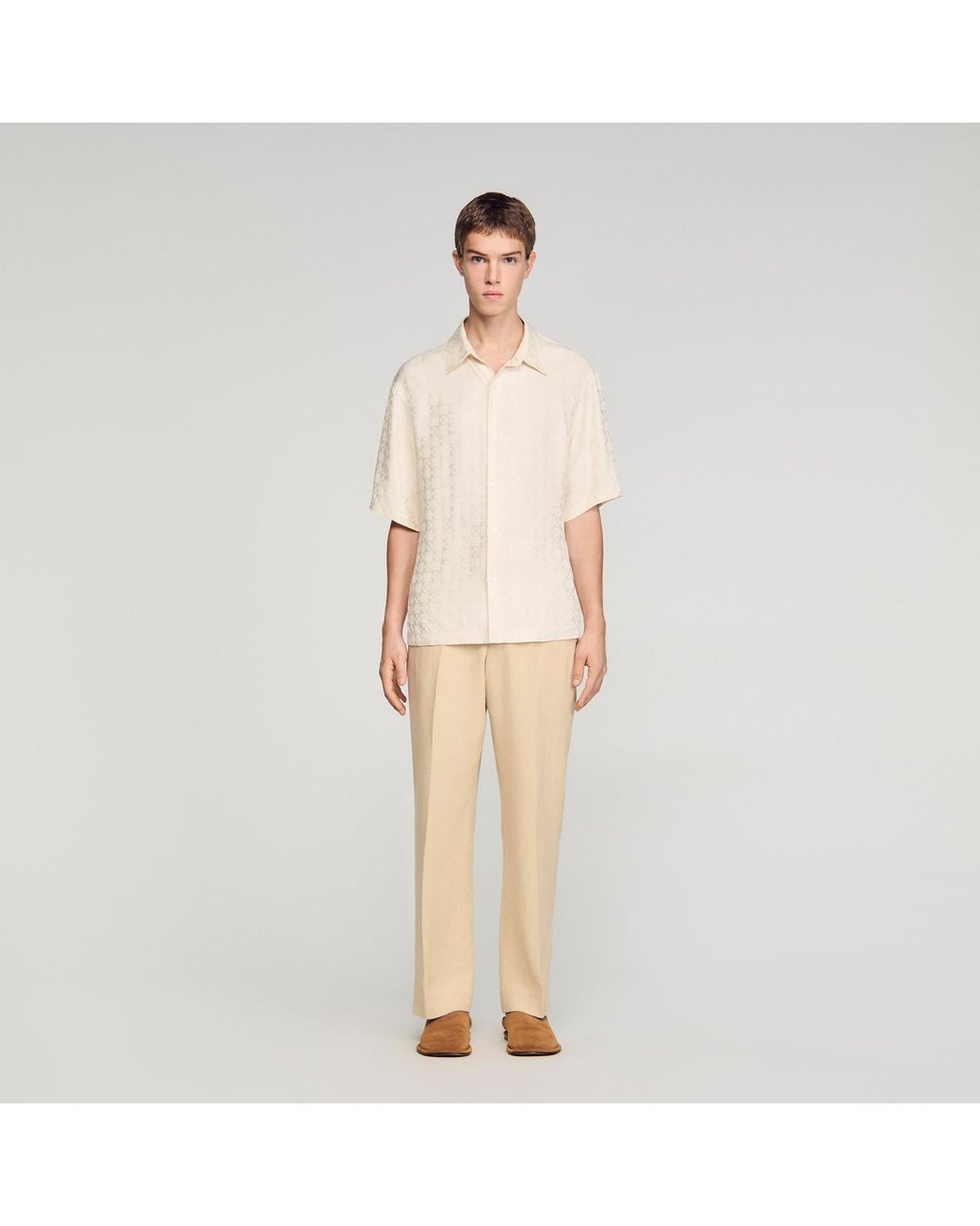 Sandro Natural Square Cross Loose-Fit Shirt for men