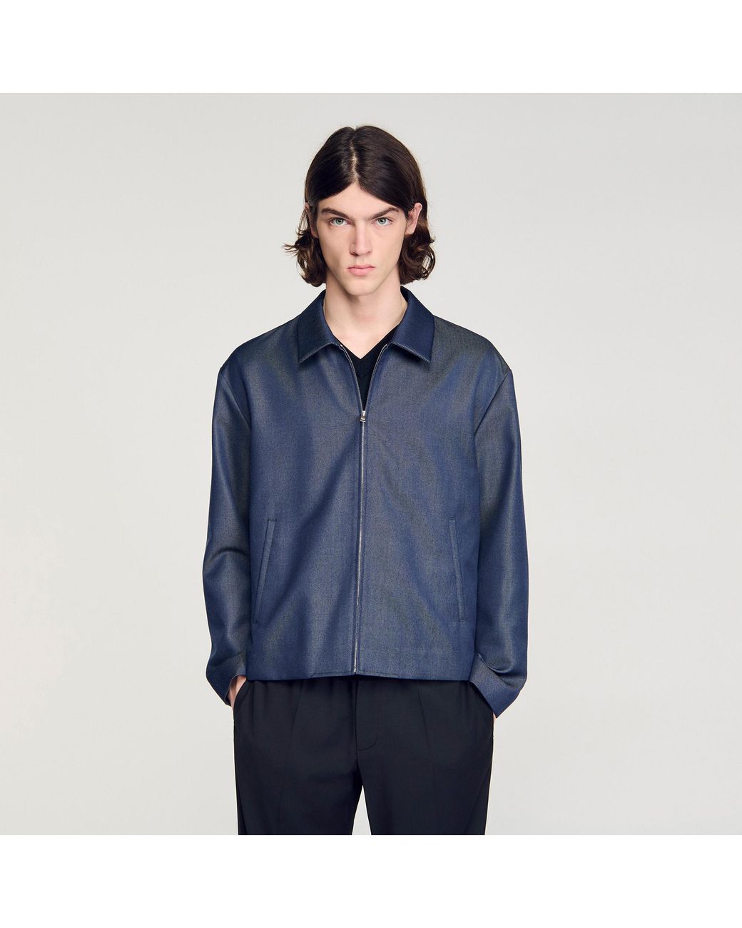 Sandro Blue Effect Zip-Up Jacket for men