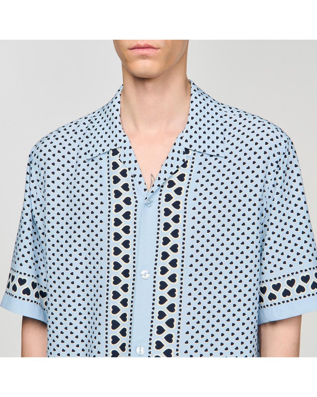 Sandro Blue Heart Motif Flowing Shirt for men