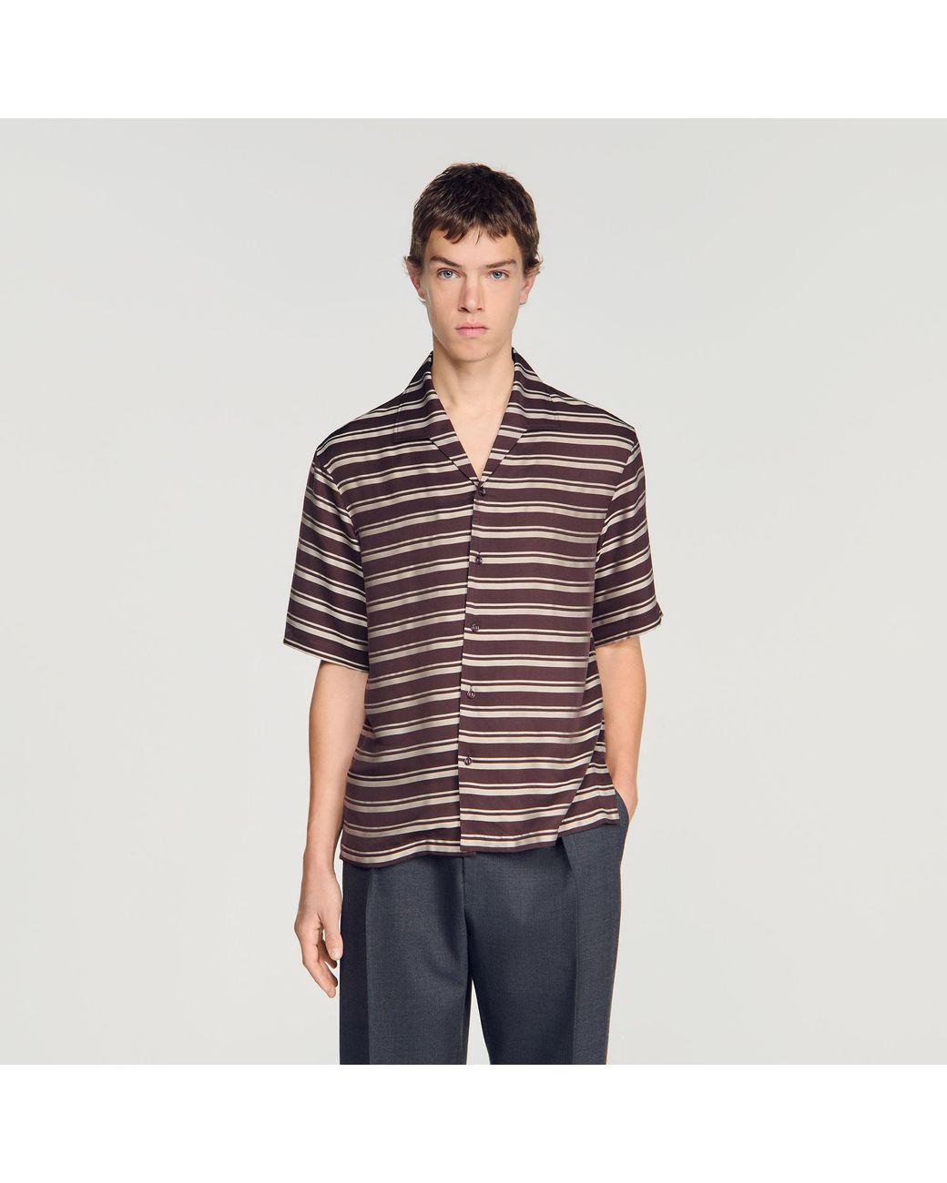 Sandro Blue Striped Boat Neck Shirt for men