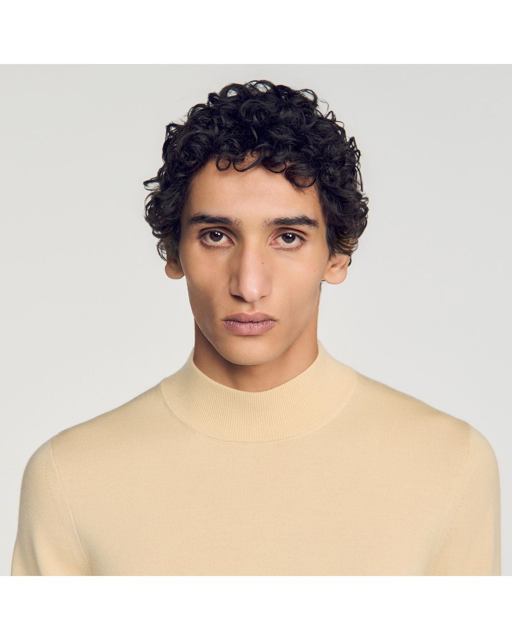 Sandro Natural Wool Jumper With Standing Collar for men