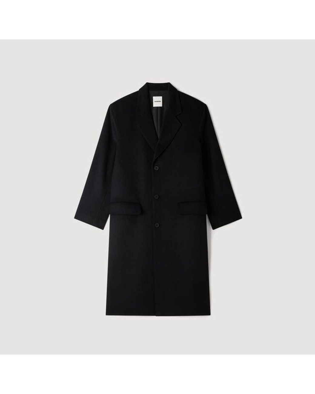 Sandro Blue Long Wool And Cashmere Coat for men