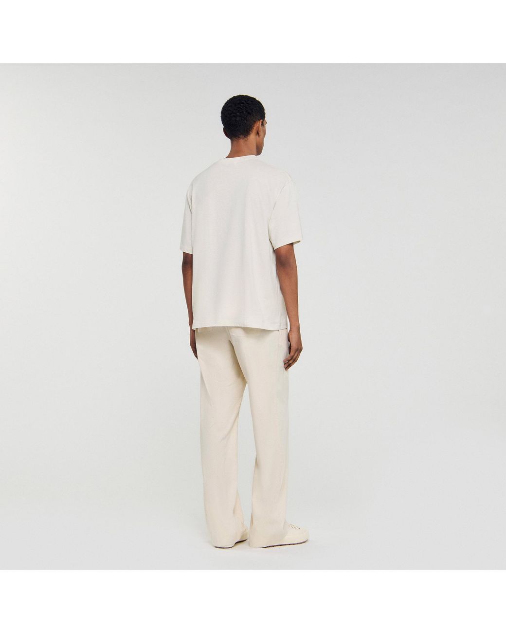 Sandro Natural Leather Logo T-Shirt for men