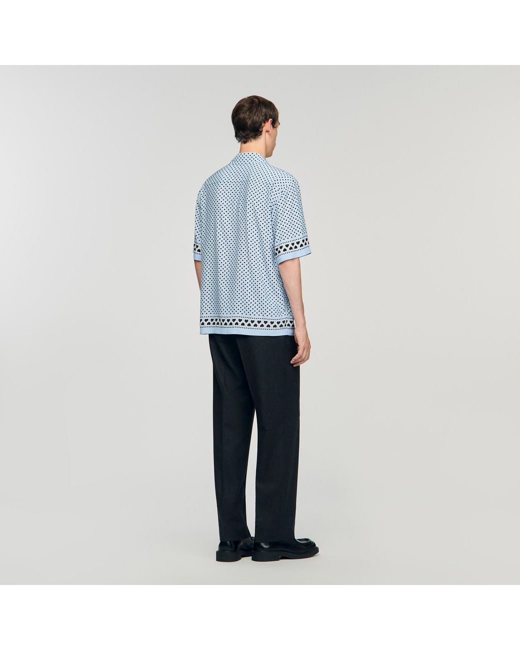 Sandro Blue Heart Motif Flowing Shirt for men