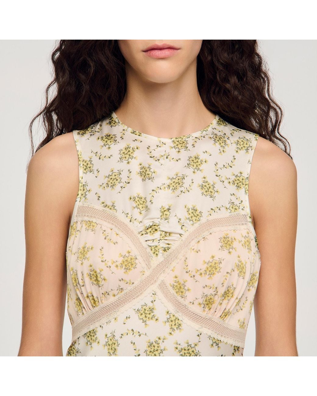 Sandro Metallic Flower Print Maxi Dress