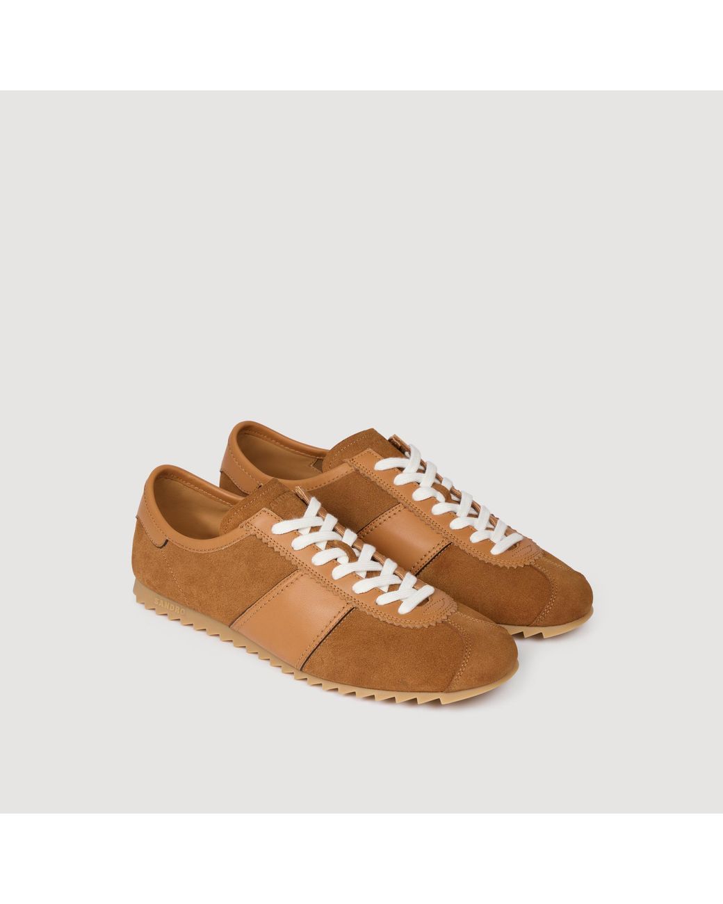 Sandro Brown Leather And Suede Low-Top Sneakers for men
