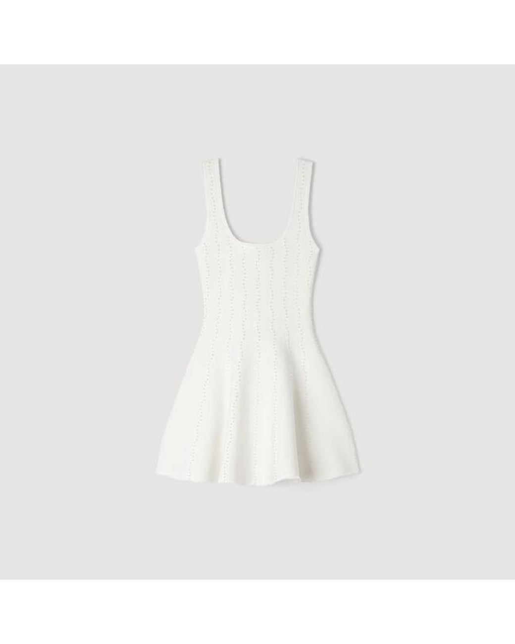 Sandro Natural Beaded Knit Short Dress
