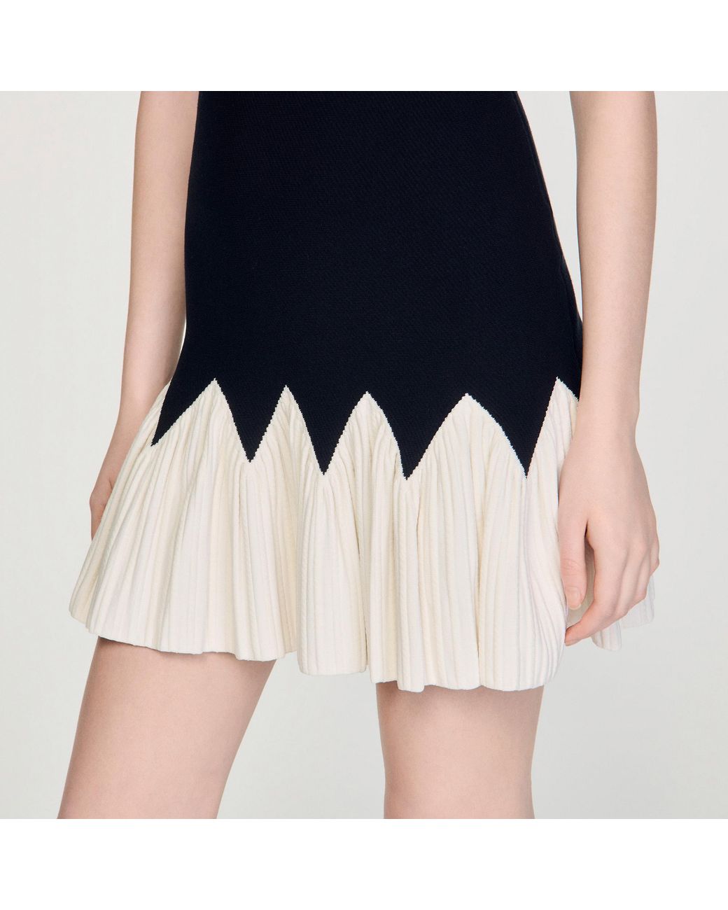 Sandro Blue Two-Tone Short Knit Dress