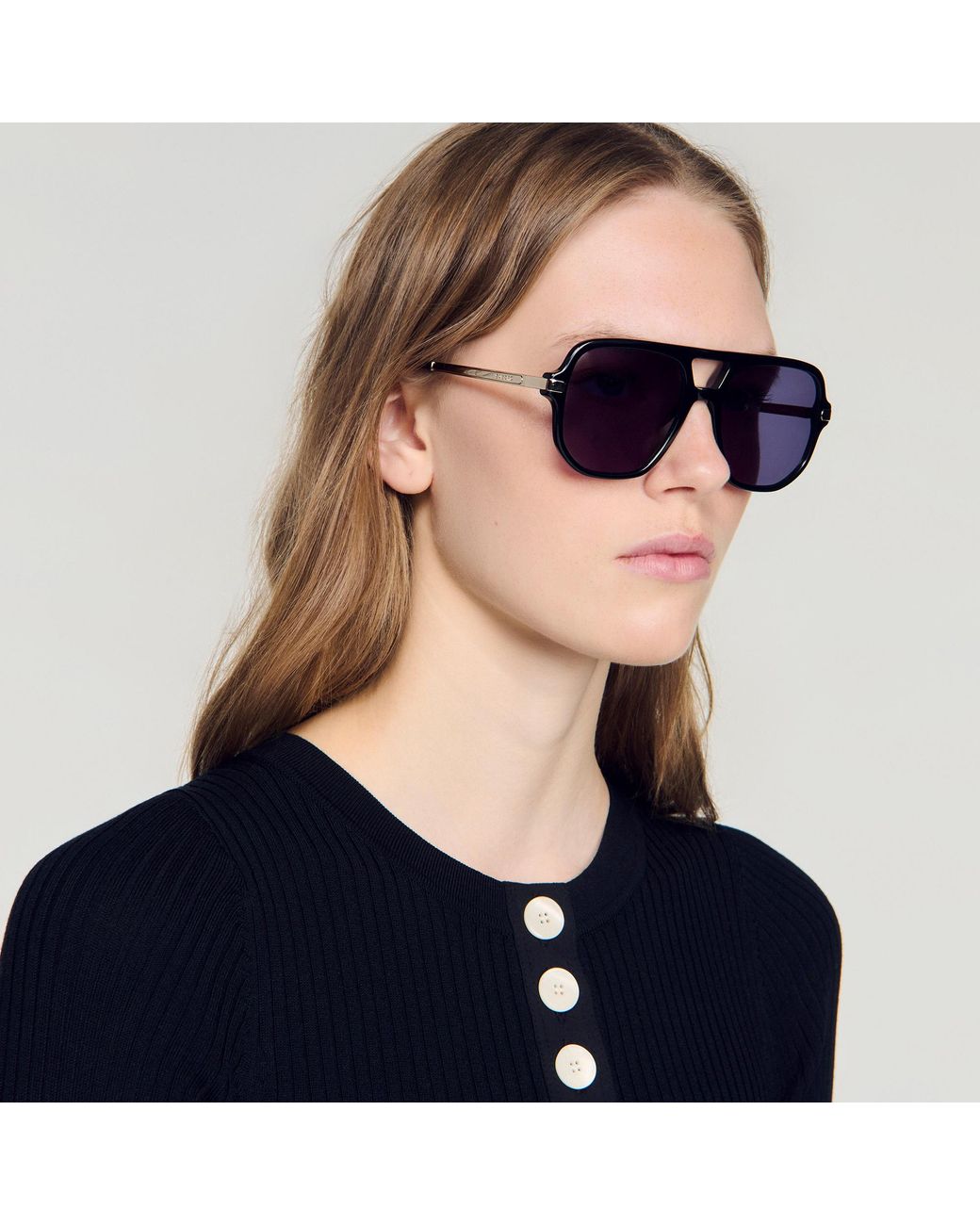 Sandro Purple Metal And Acetate Sunglasses