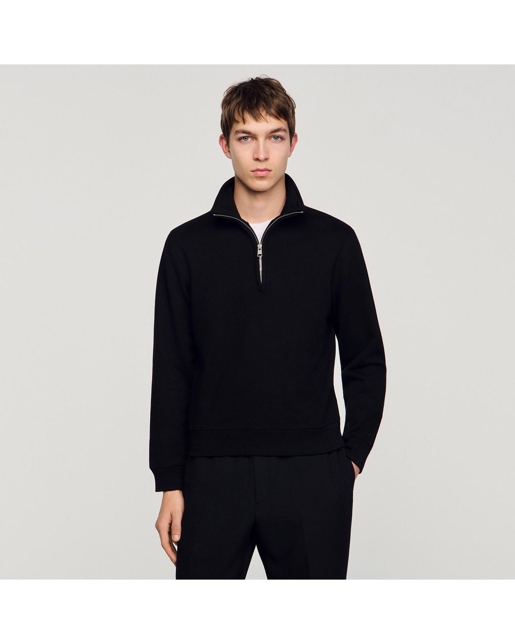Sandro Black Cotton Sweatshirt for men