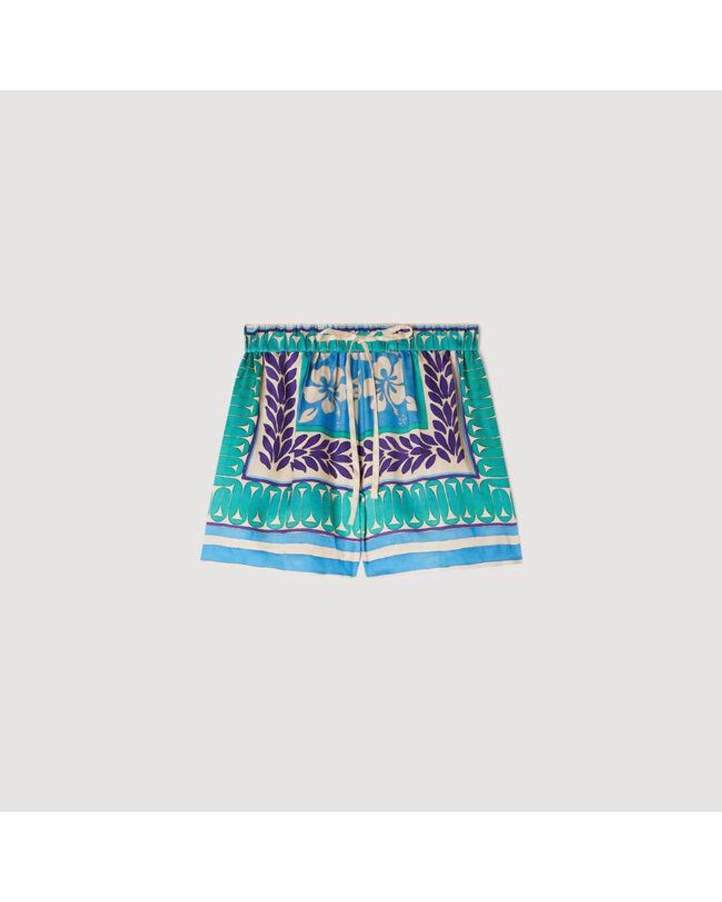 Sandro Blue Short Floral Print Shorts