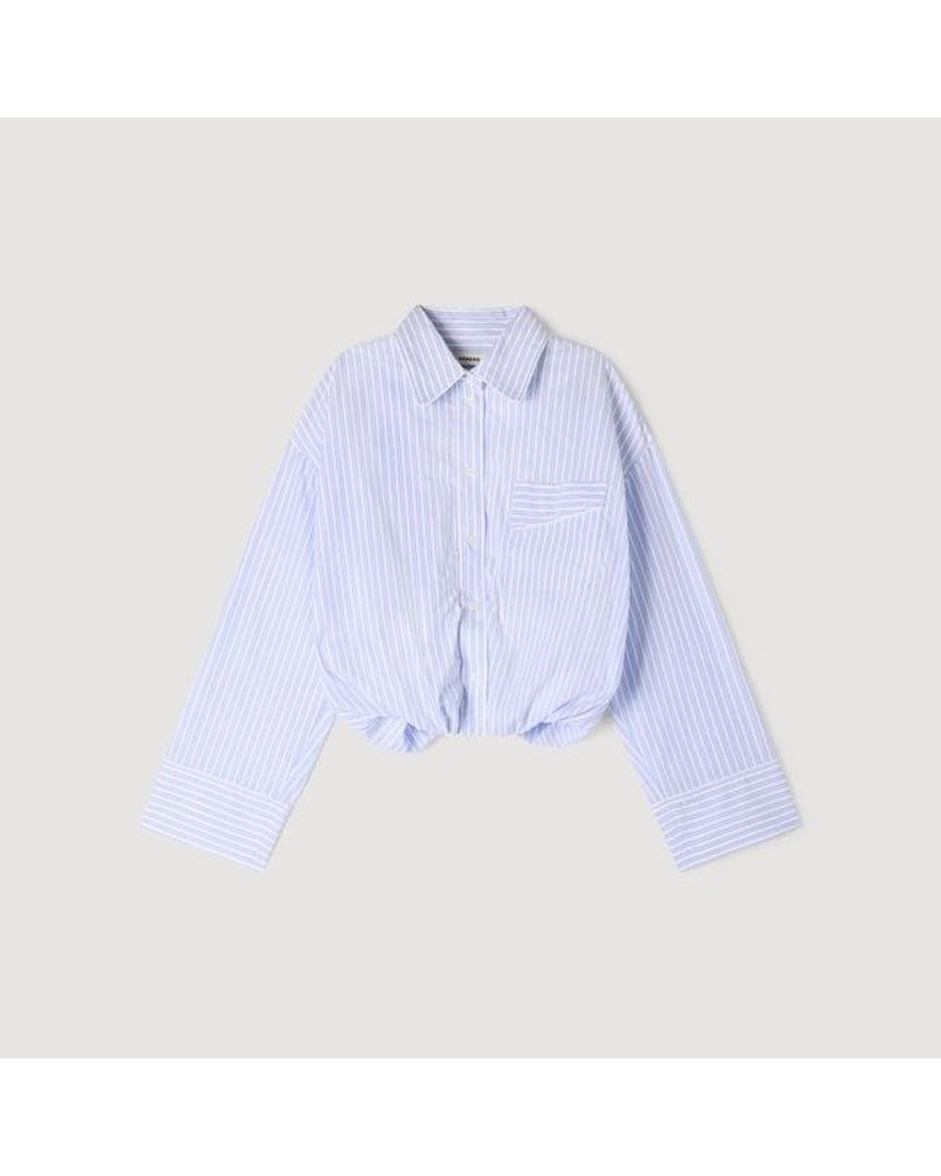 Sandro Blue Cropped Striped Shirt
