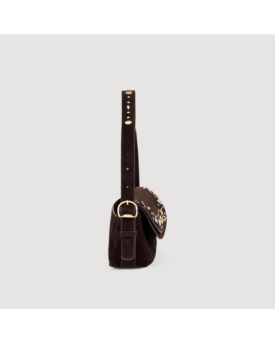 Sandro Black Le Mambo Janys Studded Suede Bag