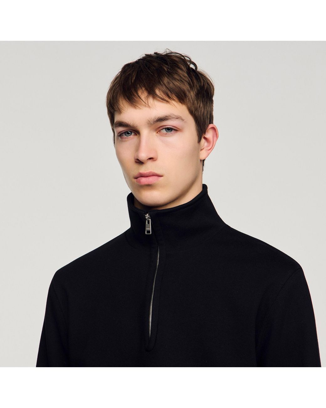 Sandro Black Cotton Sweatshirt for men