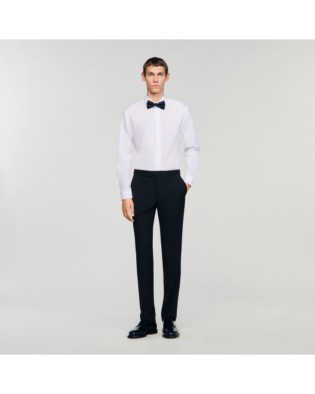 Sandro White Satin Detail Trousers for men
