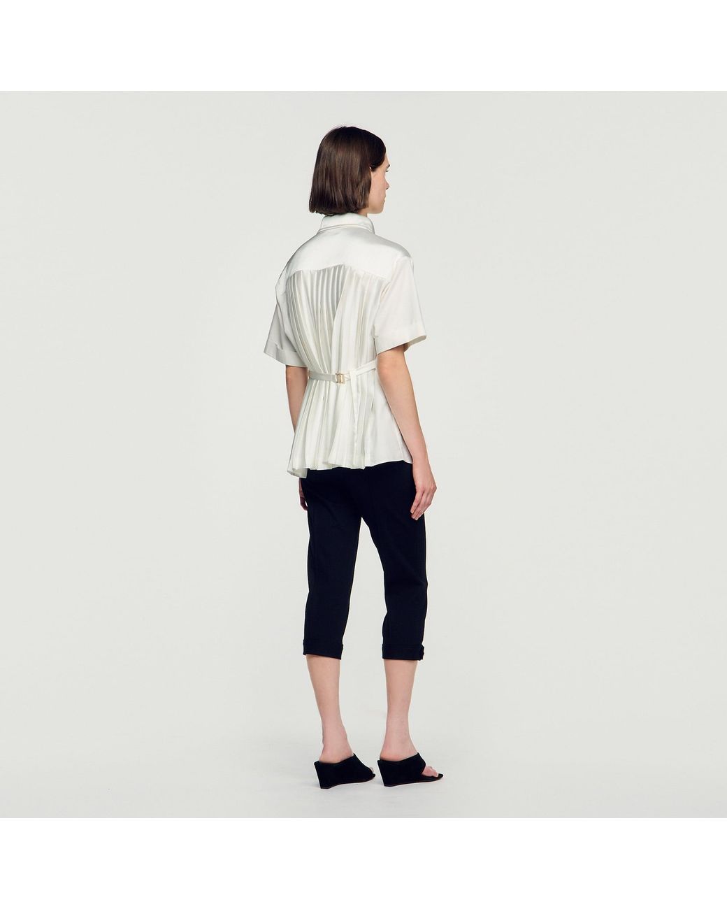 Sandro White Pleated Back Shirt