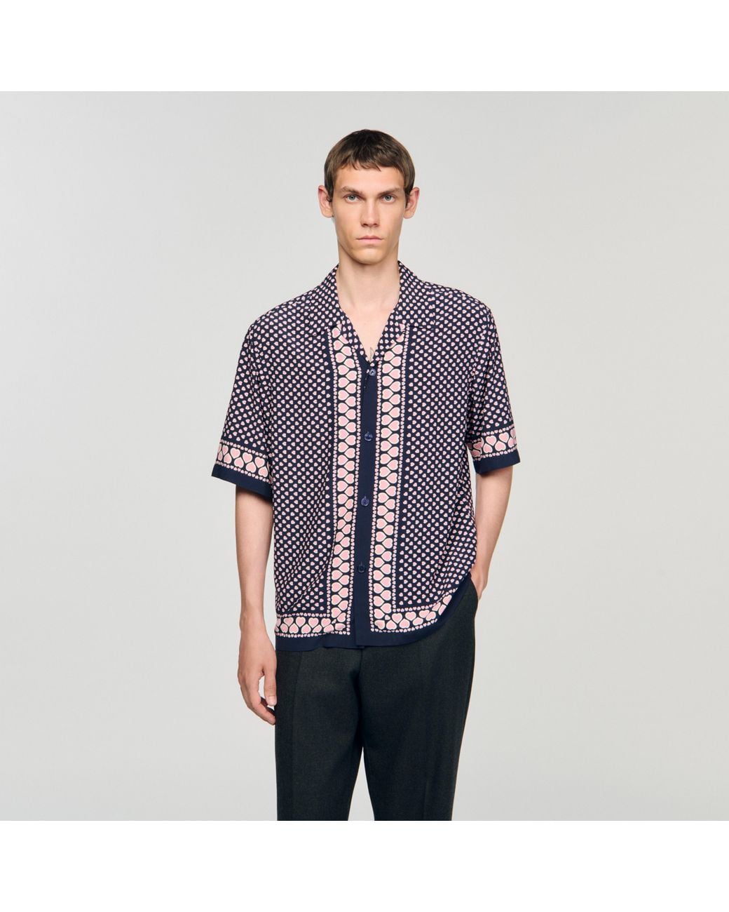 Sandro Blue Heart Motif Flowing Shirt for men