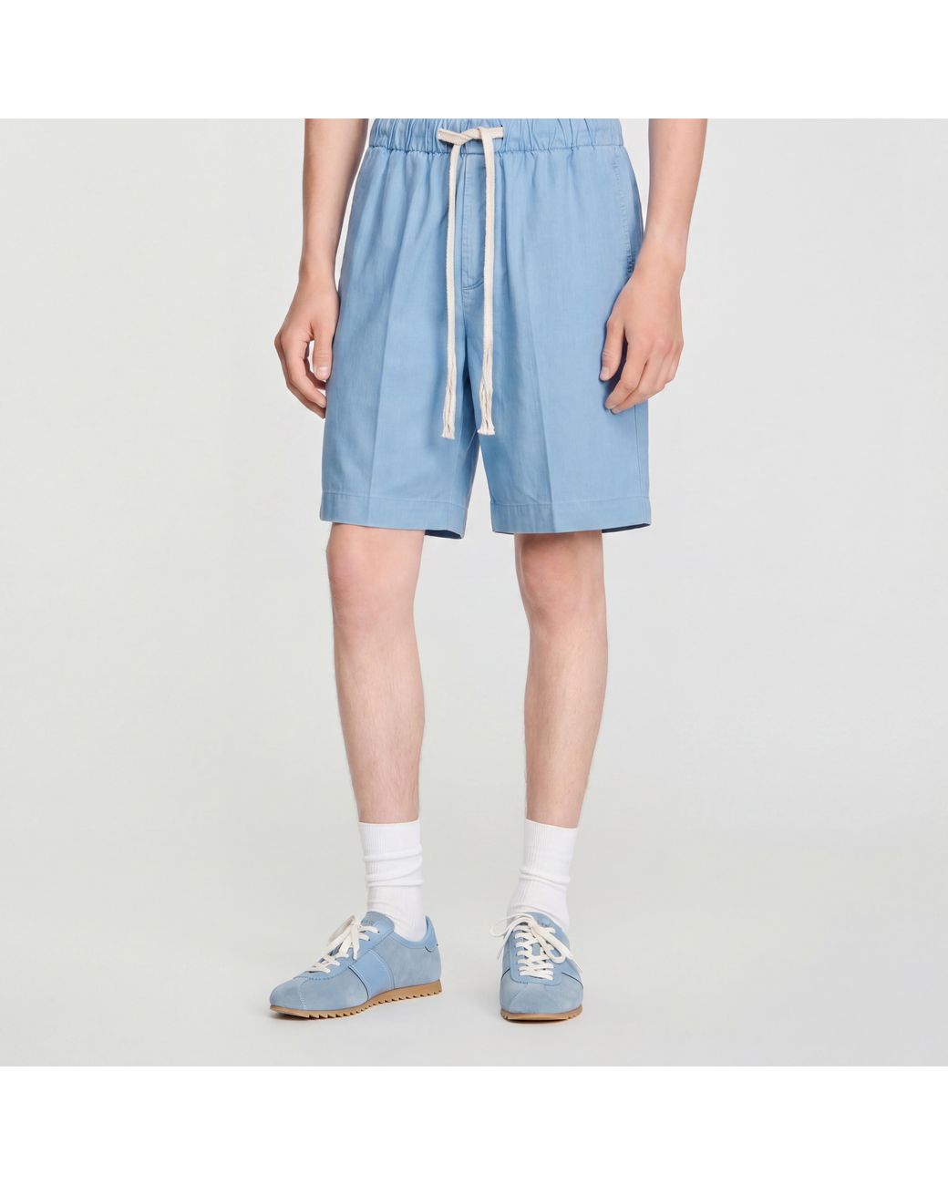 Sandro Blue Low-Top Leather And Suede Trainers for men