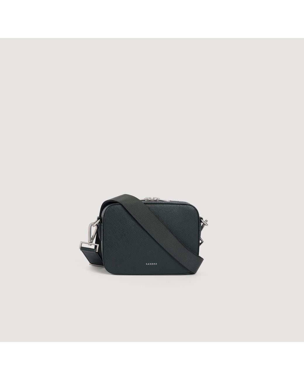 Sandro Black Small Reconstituted Leather Logo Bag for men
