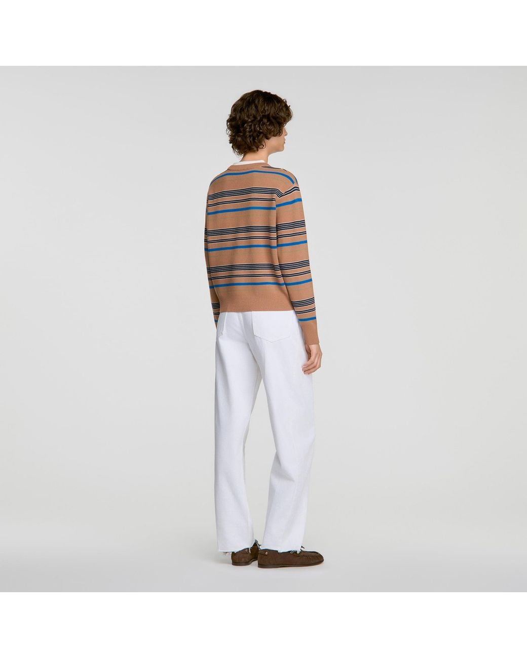 Sandro White Layered Effect Striped Sweater