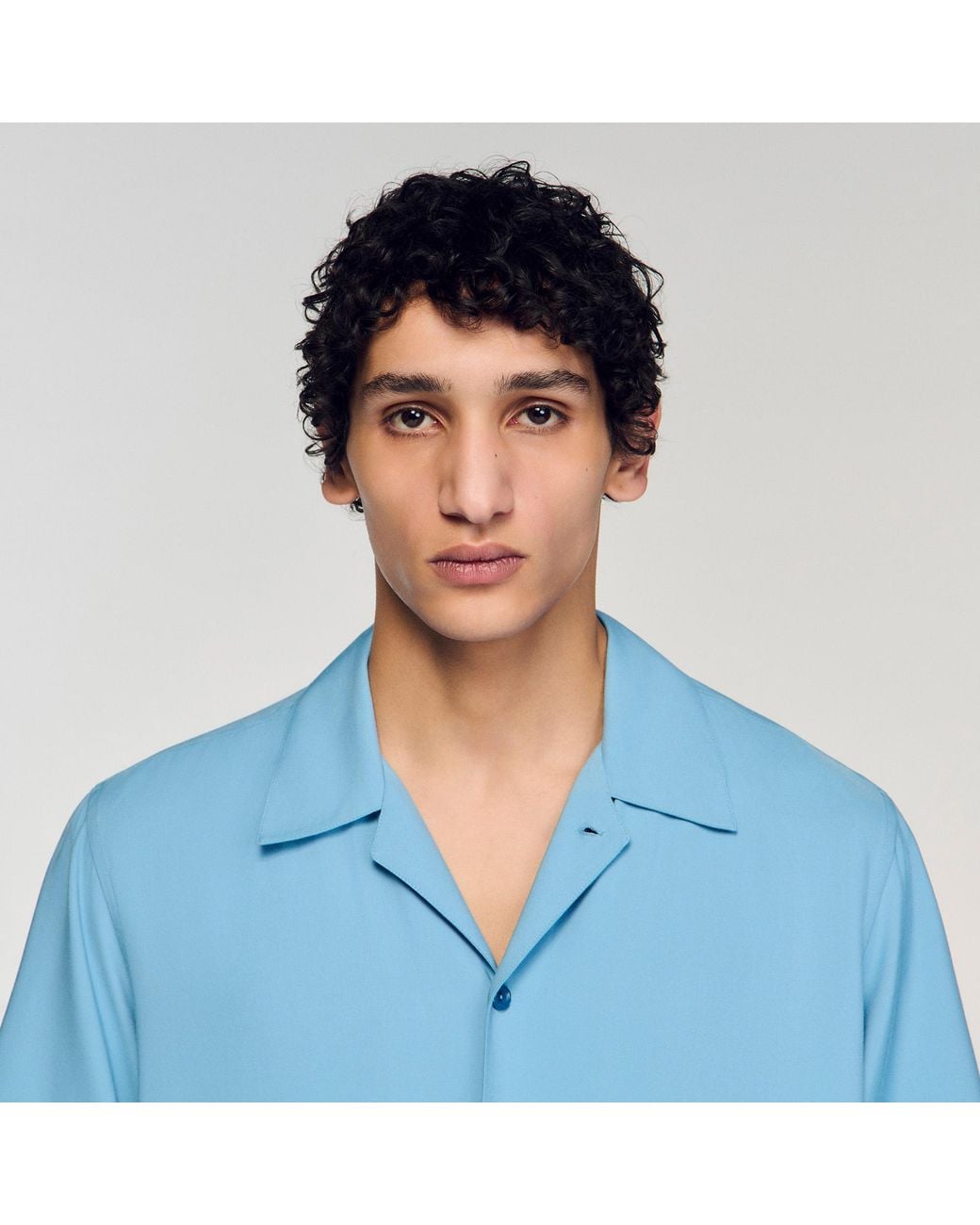 Sandro Blue Loose-Fit Shark Collar Shirt for men