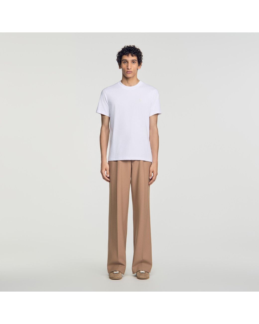 Sandro White Cotton Logo T-Shirt for men